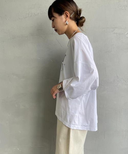 MICA&DEAL（マイカ＆ディール）の「[MICA&DEAL/マイカアンドディール] MOUNT MELSON ロールスリーブ7分袖プリントTシャツ（Tシャツ/カットソー・レディース・ベージュ/ホワイト/グレー・F）」の11枚目の写真