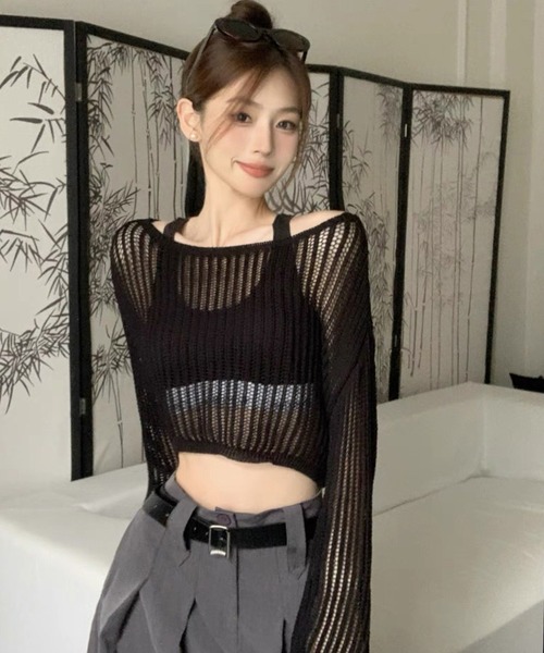 ニット セーター ワンショルダーニットトップス 夏服 サマーニット ノースリーブトップス レディース KOEISTORE ニット セーター サマーニット レディース ニット