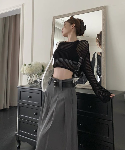 shopnikoniko(ショップニコニコ)の「透かし編み サマーニット ワンショルダー トップス(ニット/セーター・レディース・ホワイト/ベージュ/ブラック・フリー)」の6枚目の写真