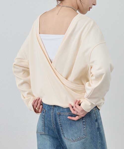 SHENERY（シーナリー）の「《前後2WAY仕様》カシュクールスウェット（スウェット・レディース・アイボリー/グレー系その他/ベージュ・FREE）」の2枚目の写真