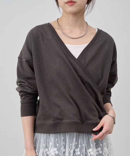 SHENERY（シーナリー）の「《前後2WAY仕様》カシュクールスウェット（スウェット・レディース・アイボリー/グレー系その他/ベージュ・FREE）」の14枚目の写真