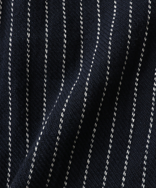 UNFOLLOW(アンフォロー)の「【FOLL/フォル】khadi cotton stripe pants(スラックス・メンズ・ネイビー・3/2)」の2枚目の写真