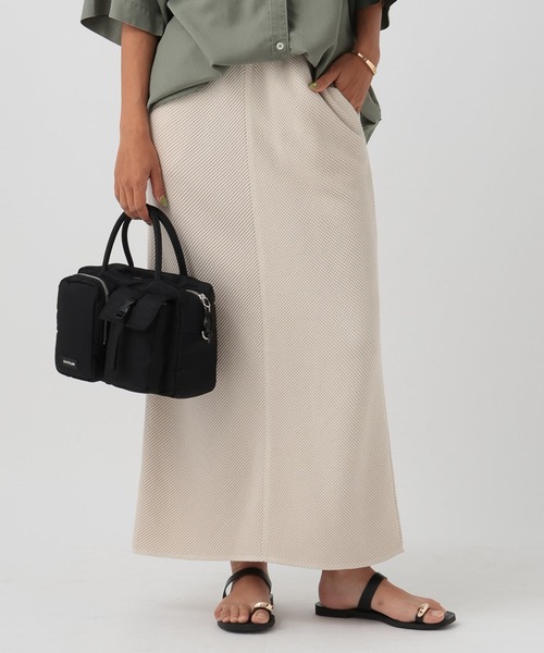 BAYFLOW（ベイフロー）の「ワッフルナロースカート（スカート・レディース・アイボリー/チャコール/グリーン・FREE）」の3枚目の写真