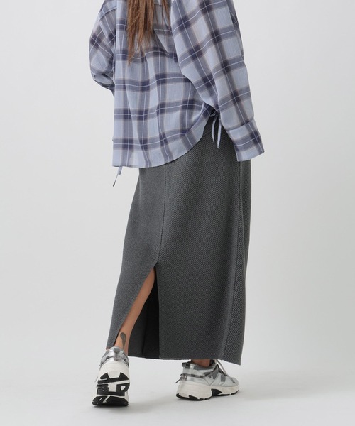 BAYFLOW（ベイフロー）の「ワッフルナロースカート（スカート・レディース・アイボリー/チャコール/グリーン・FREE）」の10枚目の写真