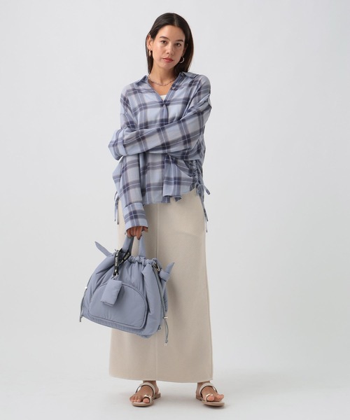 BAYFLOW（ベイフロー）の「ワッフルナロースカート（スカート・レディース・アイボリー/チャコール/グリーン・FREE）」の12枚目の写真