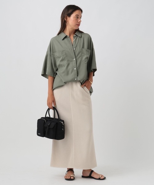 BAYFLOW（ベイフロー）の「ワッフルナロースカート（スカート・レディース・アイボリー/チャコール/グリーン・FREE）」の14枚目の写真