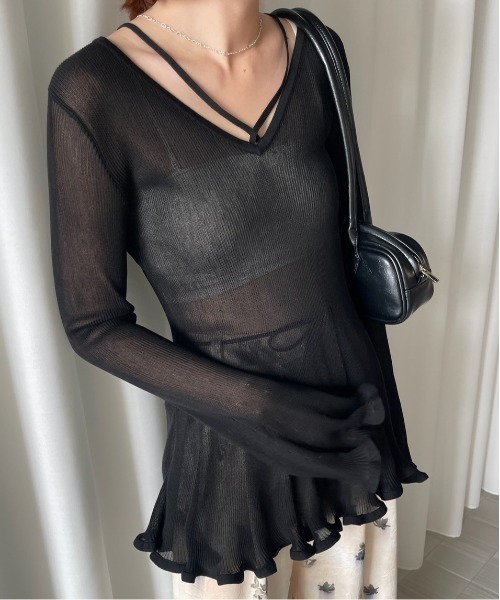 トップス FRILL SLEEVE SHEER SHIRT ameri FRILL SLEEVE SHEER SHIRT（シャツ/ブラウス）｜Ameri（アメリ