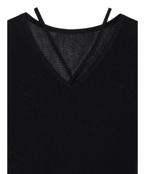 SHEER FRILL V NECK KNIT TOP（ニット/セーター）｜Ameri