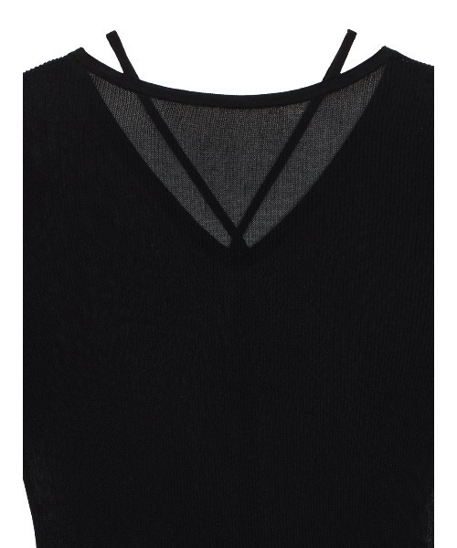 トップス ameri SHEER FRILL V NECK KNIT TOP SHEER FRILL V NECK KNIT TOP