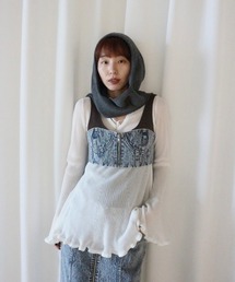 トップス Amerivintage SHEER FRILL V NECK KNIT TOP SHEER FRILL V NECK KNIT TOP