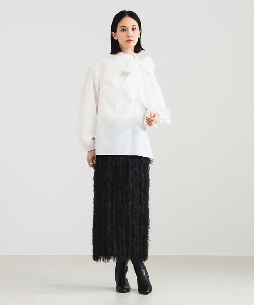 ★送料無料！17年　Demi-Luxe ビームス　*バックサテンボウタイブラウス//定価￥15.000*　1902R3　 Demi-Luxe BEAMS(デミルクス ビームス)の洗えるブラウスライク