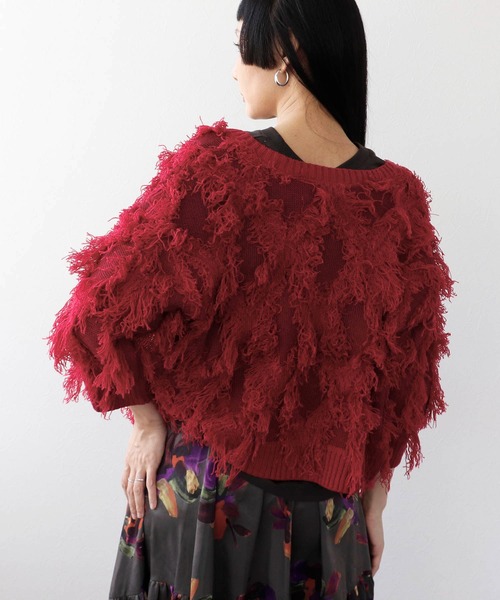 Three Four Time（ｽﾘｰﾌｫｰﾀｲﾑ）の「フリンジカットジャガード2WAY7分袖カーディガン（カーディガン/ボレロ・レディース・ピンク/ホワイト・FREE）」の22枚目の写真