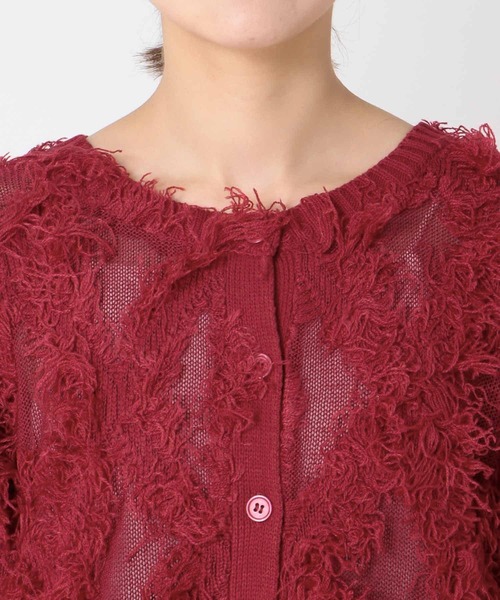 Three Four Time（ｽﾘｰﾌｫｰﾀｲﾑ）の「フリンジカットジャガード2WAY7分袖カーディガン（カーディガン/ボレロ・レディース・ピンク/ホワイト・FREE）」の6枚目の写真