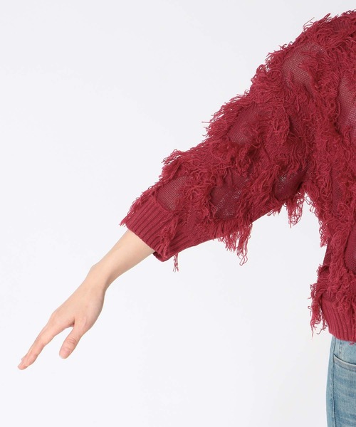 Three Four Time（ｽﾘｰﾌｫｰﾀｲﾑ）の「フリンジカットジャガード2WAY7分袖カーディガン（カーディガン/ボレロ・レディース・ピンク/ホワイト・FREE）」の17枚目の写真