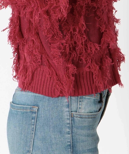 Three Four Time（ｽﾘｰﾌｫｰﾀｲﾑ）の「フリンジカットジャガード2WAY7分袖カーディガン（カーディガン/ボレロ・レディース・ピンク/ホワイト・FREE）」の21枚目の写真