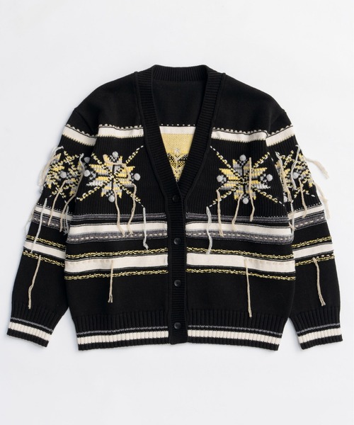 MAISON SPECIAL（メゾンスペシャル）の「Argyle Motif Hand Stitch Knit Cardigan/アーガイルモチーフハンドステッチニットカーディガン（カーディガン/ボレロ・レディース・ブラック/ピンク/ブルー・FREE）」の15枚目の写真