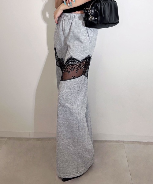 BLACKQUEEN(ブラッククイーン)の「【BLACKQUEEN】レースドッキングワイドパンツ(その他パンツ・レディース・グレー/ブラック・M)」の3枚目の写真