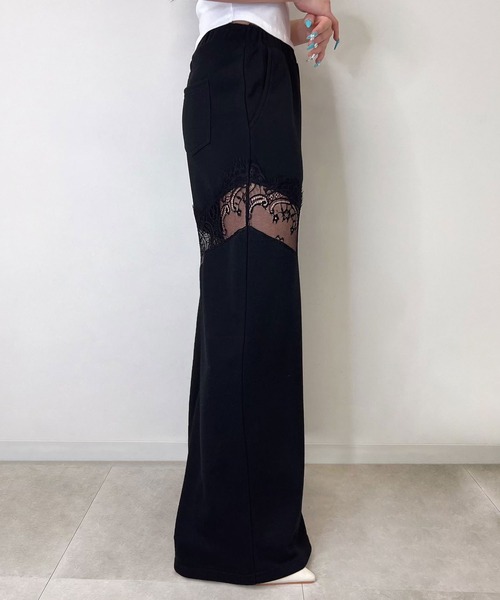 BLACKQUEEN(ブラッククイーン)の「【BLACKQUEEN】レースドッキングワイドパンツ(その他パンツ・レディース・グレー/ブラック・M)」の14枚目の写真