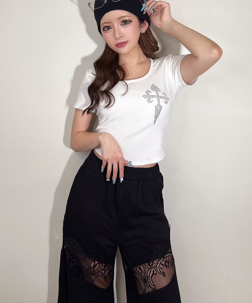 BLACKQUEEN(ブラッククイーン)の「【BLACKQUEEN】レースドッキングワイドパンツ(その他パンツ・レディース・グレー/ブラック・M)」の16枚目の写真