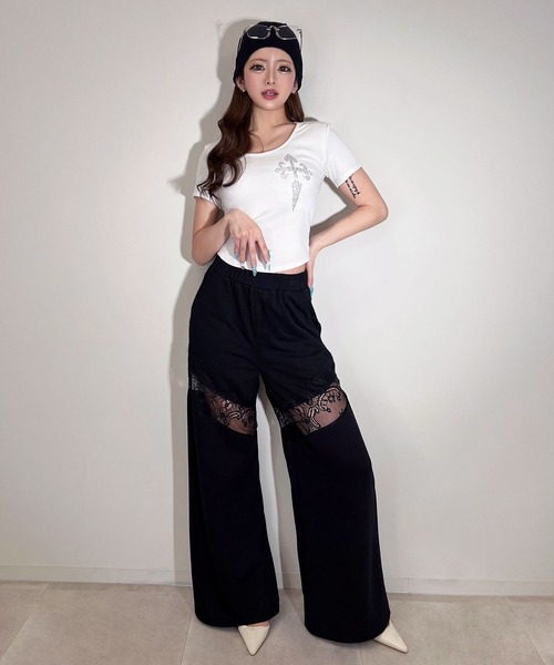 BLACKQUEEN(ブラッククイーン)の「【BLACKQUEEN】レースドッキングワイドパンツ(その他パンツ・レディース・グレー/ブラック・M)」の17枚目の写真