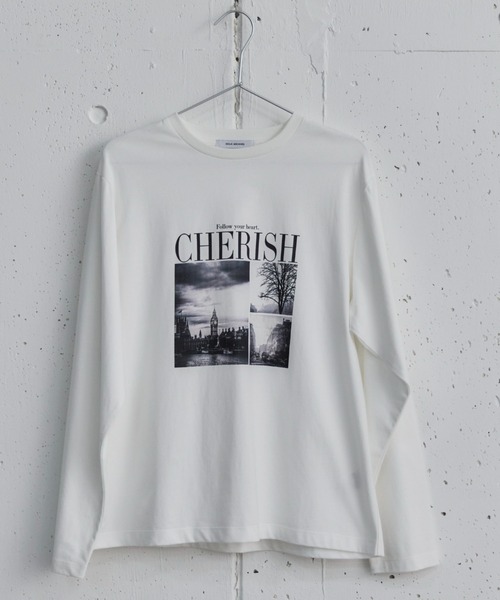 Doux archives（ドゥアルシーヴ）の「ＬｏｎｄｏｎプリントロンＴｅｅ（Tシャツ/カットソー・レディース・オフホワイト/ホワイト系その他/ベージュ/チャコールグレー・38）」の2枚目の写真