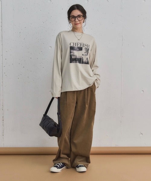 Doux archives（ドゥアルシーヴ）の「ＬｏｎｄｏｎプリントロンＴｅｅ（Tシャツ/カットソー・レディース・オフホワイト/ホワイト系その他/ベージュ/チャコールグレー・38）」の5枚目の写真