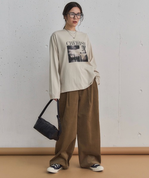 Doux archives（ドゥアルシーヴ）の「ＬｏｎｄｏｎプリントロンＴｅｅ（Tシャツ/カットソー・レディース・オフホワイト/ホワイト系その他/ベージュ/チャコールグレー・38）」の7枚目の写真