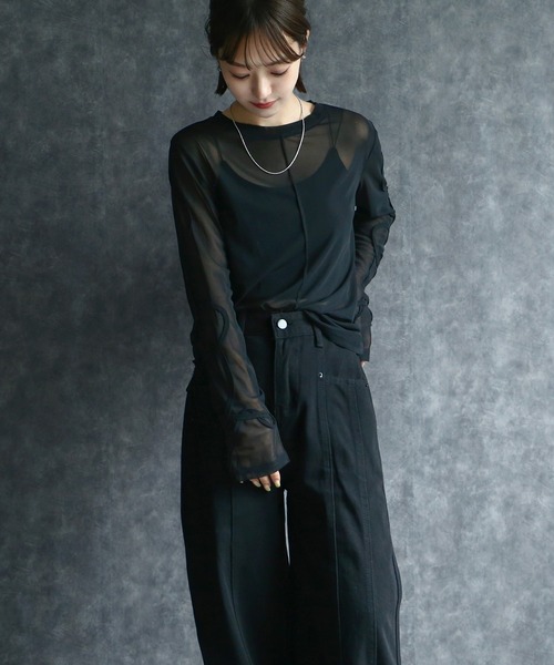 any day(エニーデイ)の「コード刺繍シアーロンT(Tシャツ/カットソー・レディース・ブラック・F)」の3枚目の写真