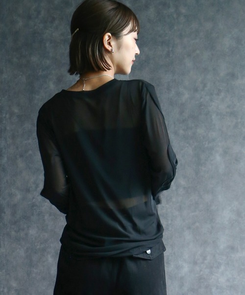 any day(エニーデイ)の「コード刺繍シアーロンT(Tシャツ/カットソー・レディース・ブラック・F)」の6枚目の写真