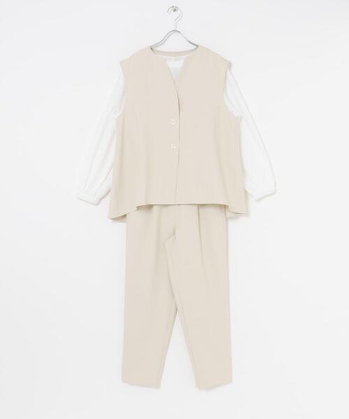 ITEMS URBANRESEARCH(アイテムズ アーバンリサーチ)の「『イージーケア』フレアトップス×パンツセット(セットアップ・レディース・ブラック/ライトベージュ・FREE)」の3枚目の写真