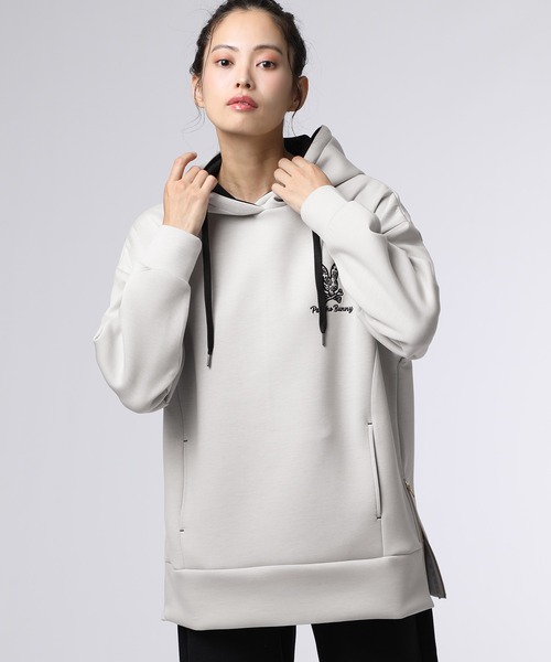 Psycho Bunny（サイコバニー）の「[WOMEN]ダブルフェイス サイドジップパーカ（パーカー・レディース・ネイビー/グレイッシュベージュ/コーラル・FREE）」の2枚目の写真