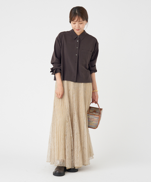 IENA（イエナ）の「SOALON ボクシーシャツ（シャツ/ブラウス・レディース・ブラウン/ベージュ・FREE）」の3枚目の写真