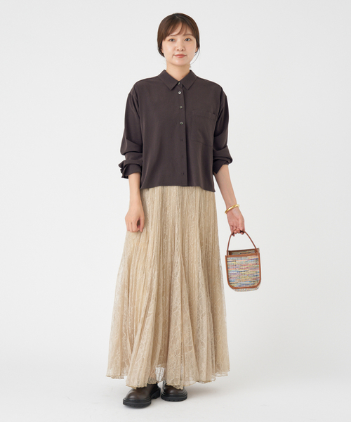 IENA（イエナ）の「SOALON ボクシーシャツ（シャツ/ブラウス・レディース・ブラウン/ベージュ・FREE）」の9枚目の写真