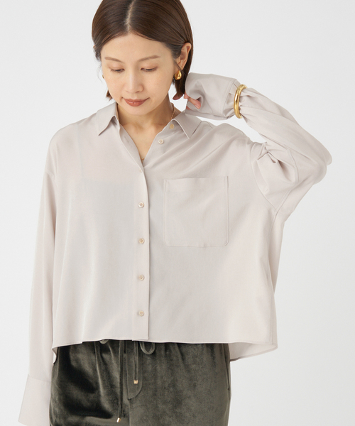 IENA（イエナ）の「SOALON ボクシーシャツ（シャツ/ブラウス・レディース・ブラウン/ベージュ・FREE）」の12枚目の写真