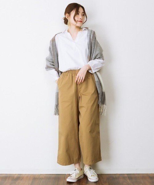 RCD(アールシーディー)の「綿100% ワイドチノパンツ(チノパンツ・レディース・カーキ/ベージュ/ブラック・LL/M/3L/4L/L)」の16枚目の写真