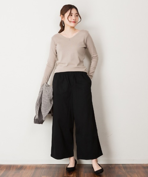 RCD(アールシーディー)の「綿100% ワイドチノパンツ(チノパンツ・レディース・カーキ/ベージュ/ブラック・LL/M/3L/4L/L)」の13枚目の写真