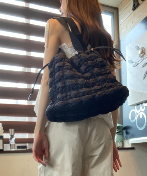 tolene(トレネ)の「もこもこ 巾着 キルティングデザイン A4サイズ収納可能 トートバッグ(トートバッグ・レディース・ホワイト/グリーン/ブラック・FREE)」の12枚目の写真