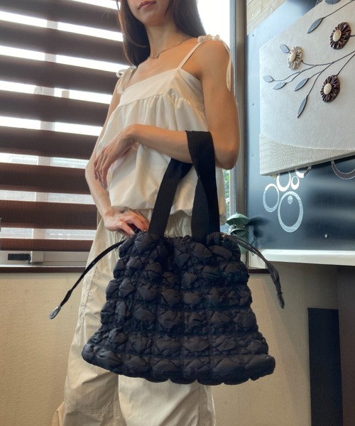 tolene(トレネ)の「もこもこ 巾着 キルティングデザイン A4サイズ収納可能 トートバッグ(トートバッグ・レディース・ホワイト/グリーン/ブラック・FREE)」の19枚目の写真