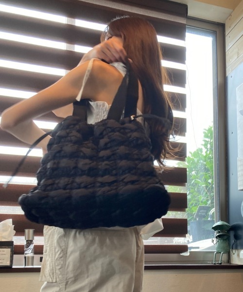 tolene(トレネ)の「もこもこ 巾着 キルティングデザイン A4サイズ収納可能 トートバッグ(トートバッグ・レディース・ホワイト/グリーン/ブラック・FREE)」の20枚目の写真