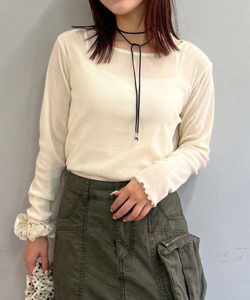 w closet（ダブルクローゼット）の「【25AW】ベロアチュールプルオーバー（Tシャツ/カットソー・レディース・ピンク/チャコールグレー/アイボリー/ブラック・FREE）」の2枚目の写真