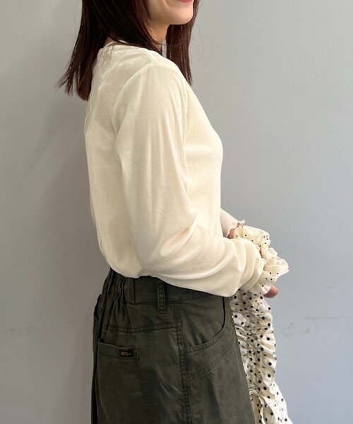 w closet（ダブルクローゼット）の「【25AW】ベロアチュールプルオーバー（Tシャツ/カットソー・レディース・ピンク/チャコールグレー/アイボリー/ブラック・FREE）」の8枚目の写真