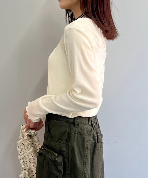 w closet（ダブルクローゼット）の「【25AW】ベロアチュールプルオーバー（Tシャツ/カットソー・レディース・ピンク/チャコールグレー/アイボリー/ブラック・FREE）」の11枚目の写真