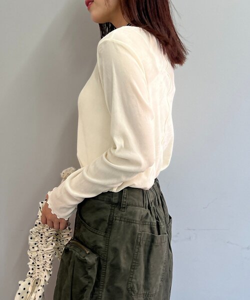 w closet（ダブルクローゼット）の「【25AW】ベロアチュールプルオーバー（Tシャツ/カットソー・レディース・ピンク/チャコールグレー/アイボリー/ブラック・FREE）」の12枚目の写真