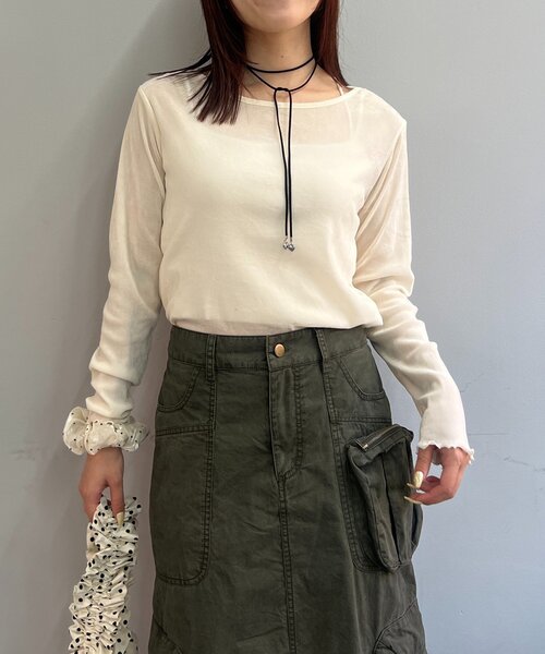 w closet（ダブルクローゼット）の「【25AW】ベロアチュールプルオーバー（Tシャツ/カットソー・レディース・ピンク/チャコールグレー/アイボリー/ブラック・FREE）」の13枚目の写真