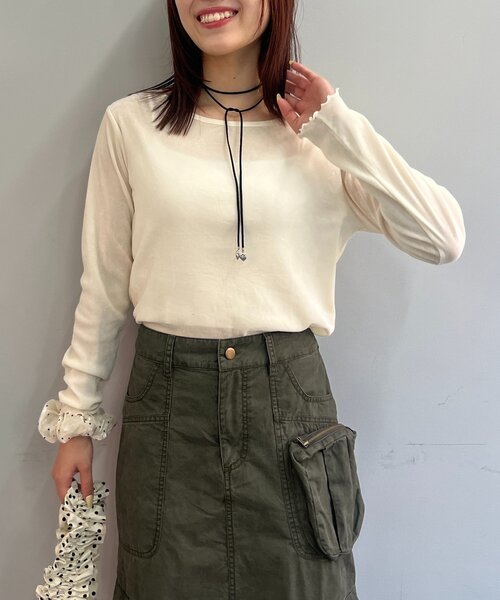w closet（ダブルクローゼット）の「【25AW】ベロアチュールプルオーバー（Tシャツ/カットソー・レディース・ピンク/チャコールグレー/アイボリー/ブラック・FREE）」の14枚目の写真