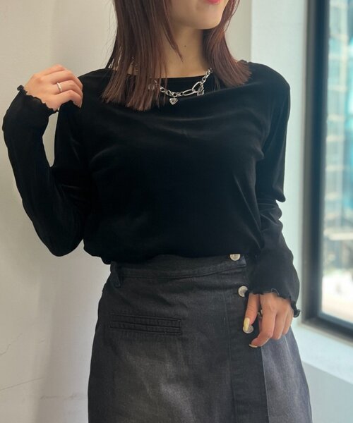 w closet（ダブルクローゼット）の「【25AW】ベロアチュールプルオーバー（Tシャツ/カットソー・レディース・ピンク/チャコールグレー/アイボリー/ブラック・FREE）」の15枚目の写真