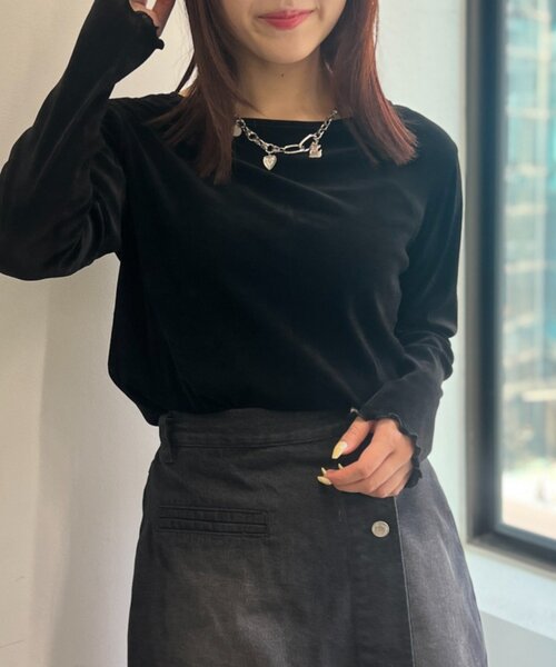 w closet（ダブルクローゼット）の「【25AW】ベロアチュールプルオーバー（Tシャツ/カットソー・レディース・ピンク/チャコールグレー/アイボリー/ブラック・FREE）」の19枚目の写真