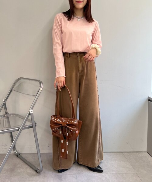 w closet（ダブルクローゼット）の「【25AW】ベロアチュールプルオーバー（Tシャツ/カットソー・レディース・ピンク/チャコールグレー/アイボリー/ブラック・FREE）」の5枚目の写真