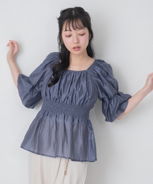 MISCH MASCH（ミッシュマッシュ）の「一部店舗限定 2wayオフショルブラウス（シャツ/ブラウス・レディース・ブルー/ブラック/ブラウン・ﾌﾘ-）」の3枚目の写真