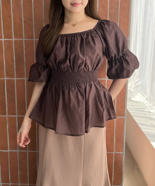 MISCH MASCH（ミッシュマッシュ）の「一部店舗限定 2wayオフショルブラウス（シャツ/ブラウス・レディース・ブルー/ブラック/ブラウン・ﾌﾘ-）」の7枚目の写真